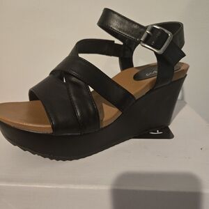 Black Wedge Sandals